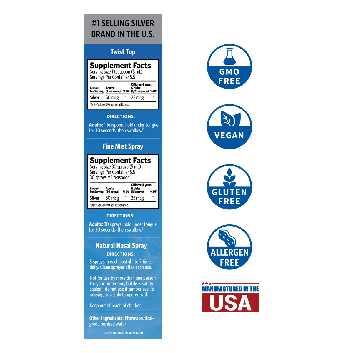 BioActive Silver Hydrosol 3Piece Trial & Travel Kit with Nasal Spr Sovereign Silver